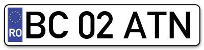 Placuta inmatriculare numar auto  BC-02-ATN, BC 02 ATN, BC02ATN