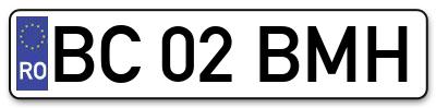 Placuta inmatriculare numar auto  BC-02-BMH, BC 02 BMH, BC02BMH