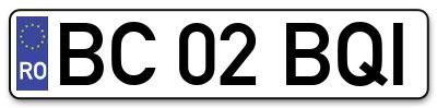 Placuta inmatriculare numar auto  BC-02-BQI, BC 02 BQI, BC02BQI