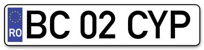Placuta inmatriculare numar auto  BC-02-CYP, BC 02 CYP, BC02CYP
