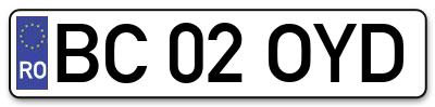 Placuta inmatriculare numar auto  BC-02-OYD, BC 02 OYD, BC02OYD
