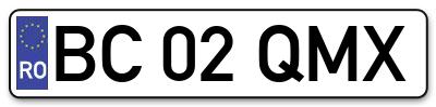 Placuta inmatriculare numar auto  BC-02-QMX, BC 02 QMX, BC02QMX