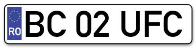 Placuta inmatriculare numar auto  BC-02-UFC, BC 02 UFC, BC02UFC