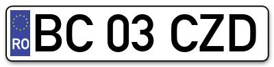 Placuta inmatriculare numar auto  BC-03-CZD, BC 03 CZD, BC03CZD