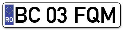 Placuta inmatriculare numar auto  BC-03-FQM, BC 03 FQM, BC03FQM