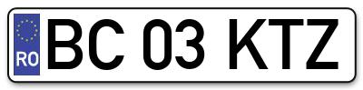 Placuta inmatriculare numar auto  BC-03-KTZ, BC 03 KTZ, BC03KTZ