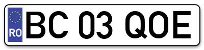 Placuta inmatriculare numar auto  BC-03-QOE, BC 03 QOE, BC03QOE