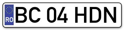 Placuta inmatriculare numar auto  BC-04-HDN, BC 04 HDN, BC04HDN