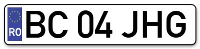 Placuta inmatriculare numar auto  BC-04-JHG, BC 04 JHG, BC04JHG