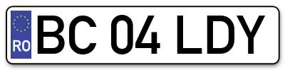 Placuta inmatriculare numar auto  BC-04-LDY, BC 04 LDY, BC04LDY