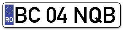 Placuta inmatriculare numar auto  BC-04-NQB, BC 04 NQB, BC04NQB