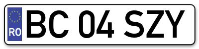 Placuta inmatriculare numar auto  BC-04-SZY, BC 04 SZY, BC04SZY