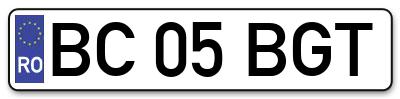 Placuta inmatriculare numar auto  BC-05-BGT, BC 05 BGT, BC05BGT