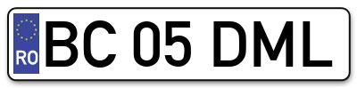 Placuta inmatriculare numar auto  BC-05-DML, BC 05 DML, BC05DML