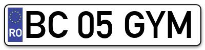 Placuta inmatriculare numar auto  BC-05-GYM, BC 05 GYM, BC05GYM