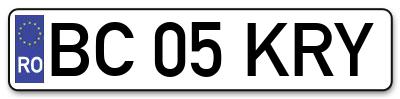 Placuta inmatriculare numar auto  BC-05-KRY, BC 05 KRY, BC05KRY