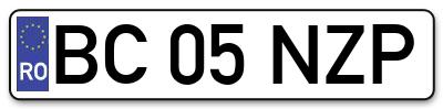 Placuta inmatriculare numar auto  BC-05-NZP, BC 05 NZP, BC05NZP