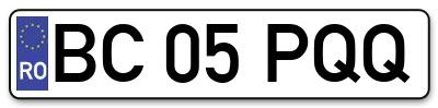 Placuta inmatriculare numar auto  BC-05-PQQ, BC 05 PQQ, BC05PQQ