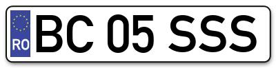 Placuta inmatriculare numar auto  BC-05-SSS, BC 05 SSS, BC05SSS