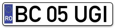 Placuta inmatriculare numar auto  BC-05-UGI, BC 05 UGI, BC05UGI