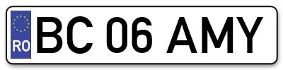 Placuta inmatriculare numar auto  BC-06-AMY, BC 06 AMY, BC06AMY