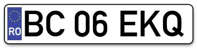 Placuta inmatriculare numar auto  BC-06-EKQ, BC 06 EKQ, BC06EKQ