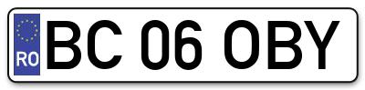 Placuta inmatriculare numar auto  BC-06-OBY, BC 06 OBY, BC06OBY