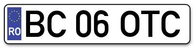 Placuta inmatriculare numar auto  BC-06-OTC, BC 06 OTC, BC06OTC