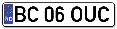Placuta inmatriculare numar auto  BC-06-OUC, BC 06 OUC, BC06OUC