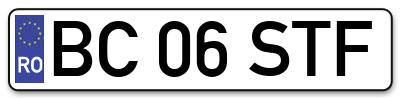 Placuta inmatriculare numar auto  BC-06-STF, BC 06 STF, BC06STF