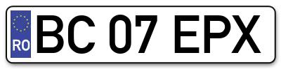 Placuta inmatriculare numar auto  BC-07-EPX, BC 07 EPX, BC07EPX