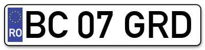 Placuta inmatriculare numar auto  BC-07-GRD, BC 07 GRD, BC07GRD
