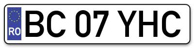 Placuta inmatriculare numar auto  BC-07-YHC, BC 07 YHC, BC07YHC