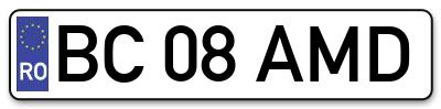 Placuta inmatriculare numar auto  BC-08-AMD, BC 08 AMD, BC08AMD