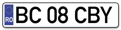 Placuta inmatriculare numar auto  BC-08-CBY, BC 08 CBY, BC08CBY