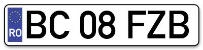 Placuta inmatriculare numar auto  BC-08-FZB, BC 08 FZB, BC08FZB