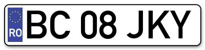 Placuta inmatriculare numar auto  BC-08-JKY, BC 08 JKY, BC08JKY
