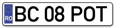 Placuta inmatriculare numar auto  BC-08-POT, BC 08 POT, BC08POT