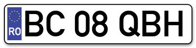 Placuta inmatriculare numar auto  BC-08-QBH, BC 08 QBH, BC08QBH