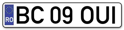 Placuta inmatriculare numar auto  BC-09-OUI, BC 09 OUI, BC09OUI
