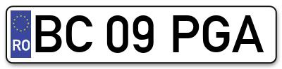 Placuta inmatriculare numar auto  BC-09-PGA, BC 09 PGA, BC09PGA