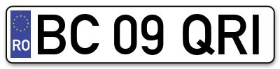Placuta inmatriculare numar auto  BC-09-QRI, BC 09 QRI, BC09QRI