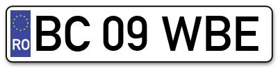 Placuta inmatriculare numar auto  BC-09-WBE, BC 09 WBE, BC09WBE