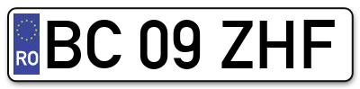 Placuta inmatriculare numar auto  BC-09-ZHF, BC 09 ZHF, BC09ZHF