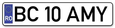 Placuta inmatriculare numar auto  BC-10-AMY, BC 10 AMY, BC10AMY