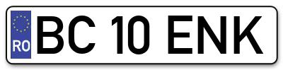 Placuta inmatriculare numar auto  BC-10-ENK, BC 10 ENK, BC10ENK