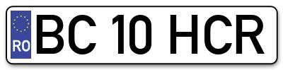 Placuta inmatriculare numar auto  BC-10-HCR, BC 10 HCR, BC10HCR