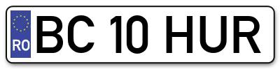 Placuta inmatriculare numar auto  BC-10-HUR, BC 10 HUR, BC10HUR