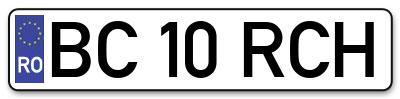 Placuta inmatriculare numar auto  BC-10-RCH, BC 10 RCH, BC10RCH