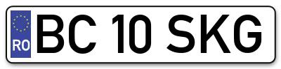Placuta inmatriculare numar auto  BC-10-SKG, BC 10 SKG, BC10SKG